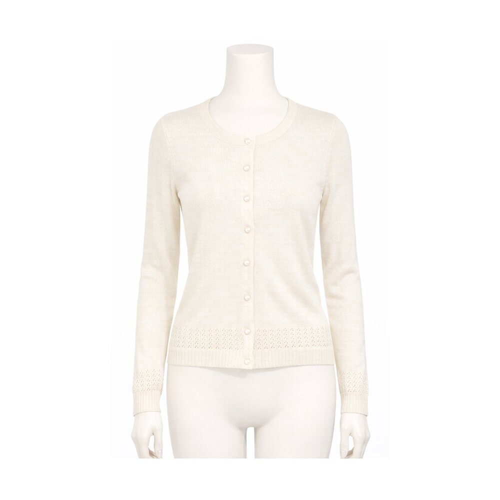 Sourpuss White Ivory Button Up Cardigan Sweater Fake Pearls SOFT Retro NWT